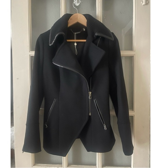 Trina Turk Black Asymmetrical Trench Coat - Picture 3 of 9